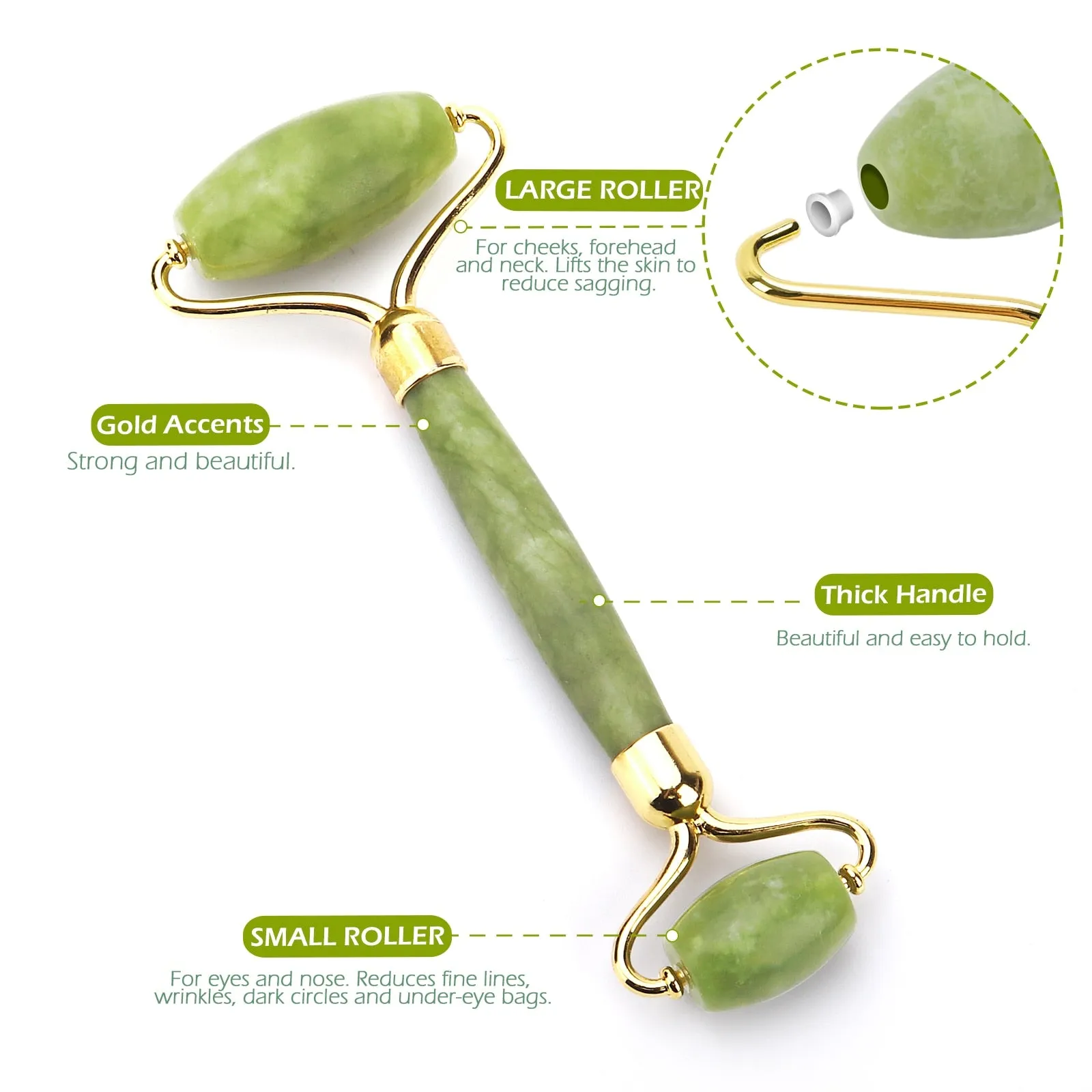 GUA SHA Natural Face Scraper Massager Jade Stone Roller