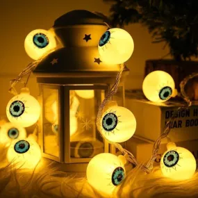 Halloween LED String Lights Pumpkin, Ghost, Eyeball, Cat, Skull, and Spider LED Decorations for Indoor & Outdoor Halloween Decor (Eyeball)