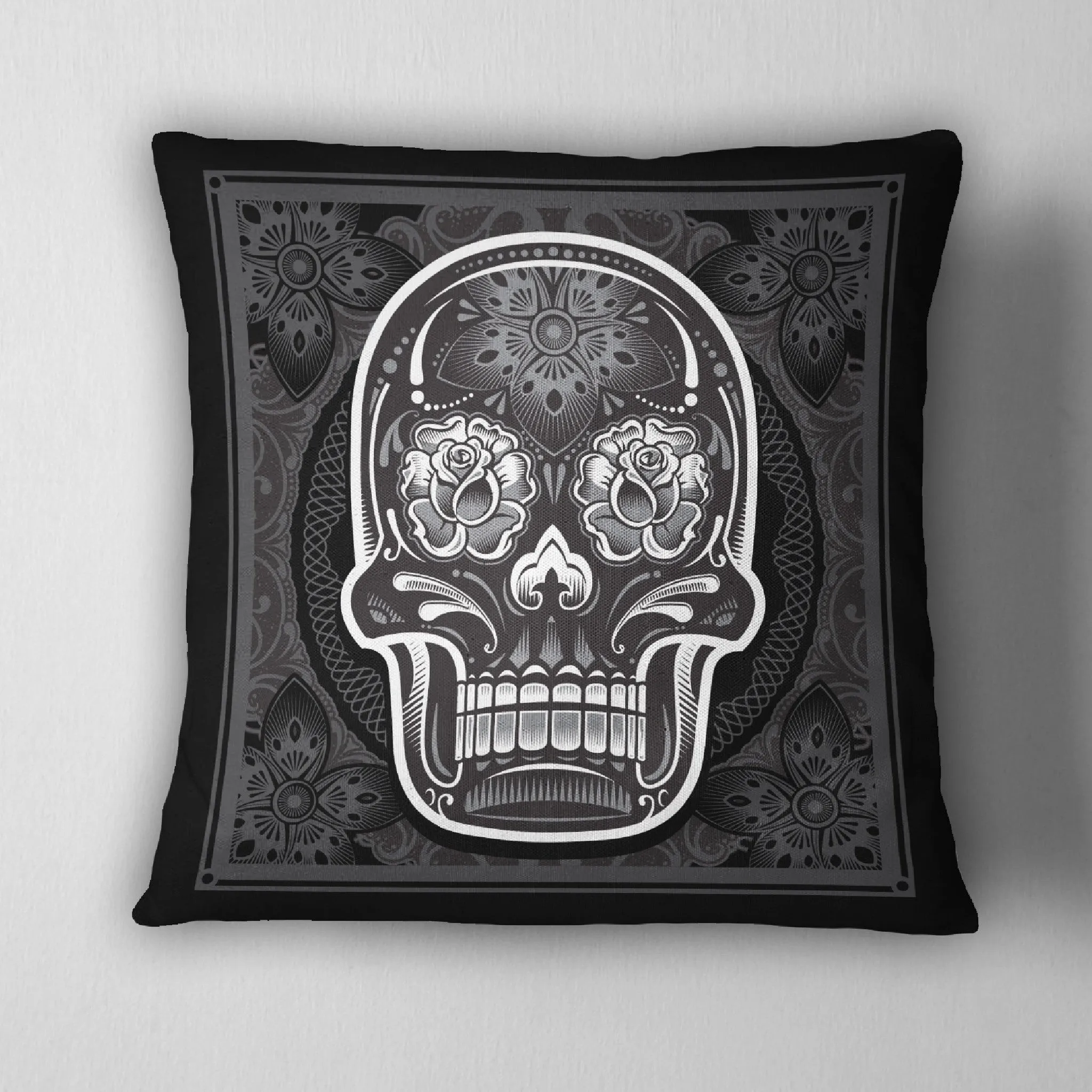 Handkerchief Style Sugar Skull Throw Pillow