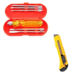 Home Purpose Hand Tool Set - 5 in 1 Screw Driver Set   Paper Cutter