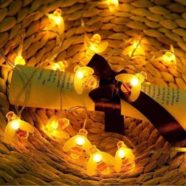 Honey Bee Fairy String Lights, Plug in String Lights 16 LED, 3 Meters Warm White Lights