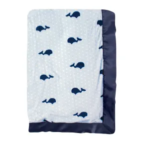 Hudson Baby Plush Blanket with Satin Binding, Whale