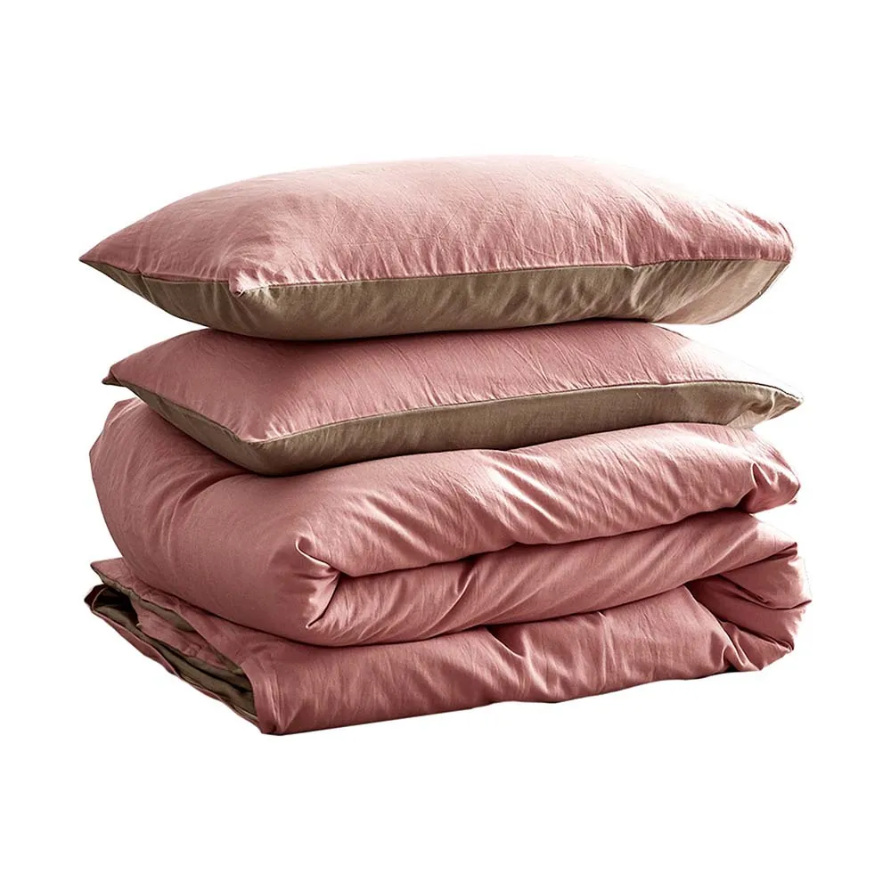 Hypoallergenic Cotton Quilt Cover Set, Blush Beige, Single - Cosy Club