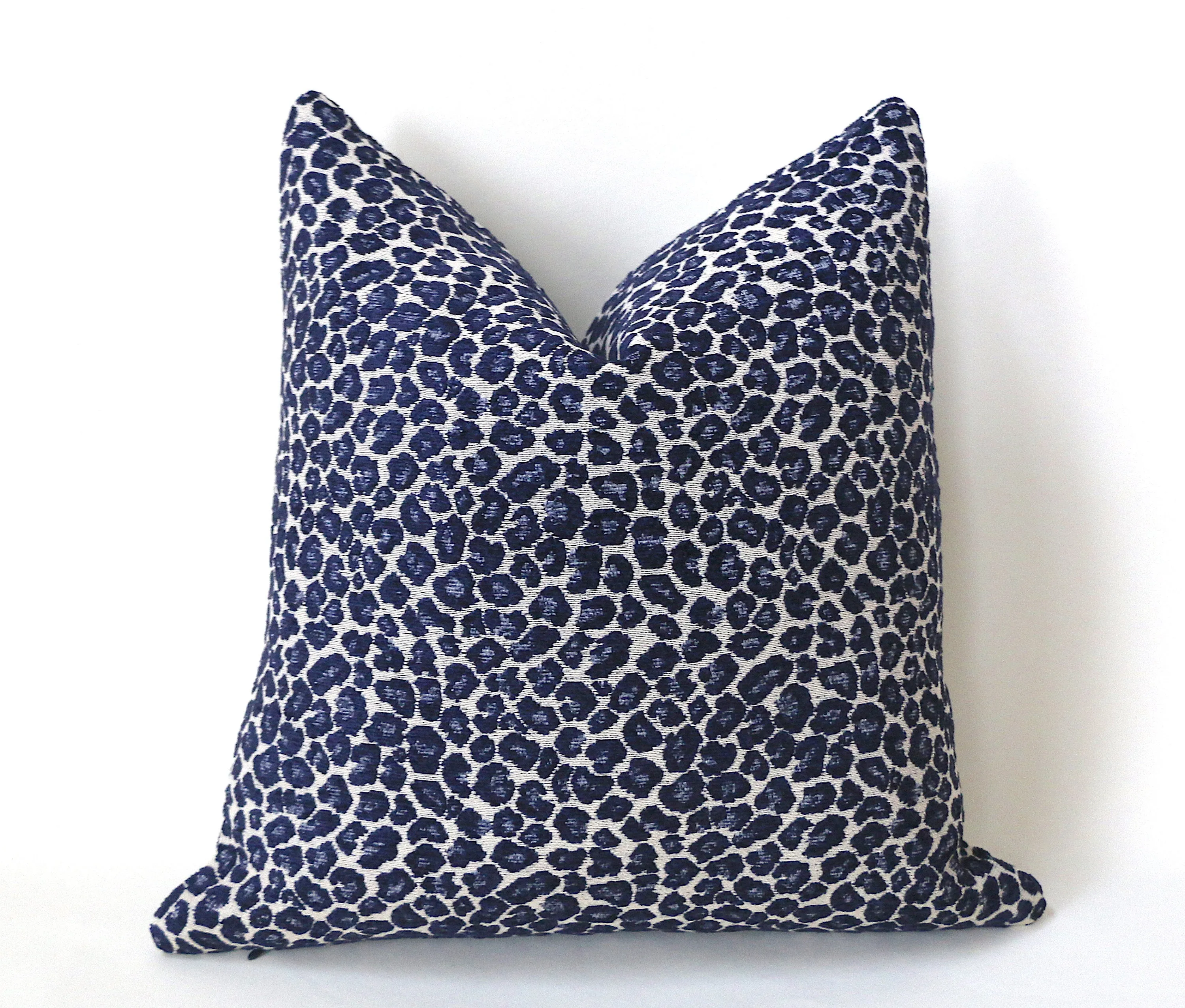 Indigo Chenille Leopard Pillow Cover : Available in 10 Sizes