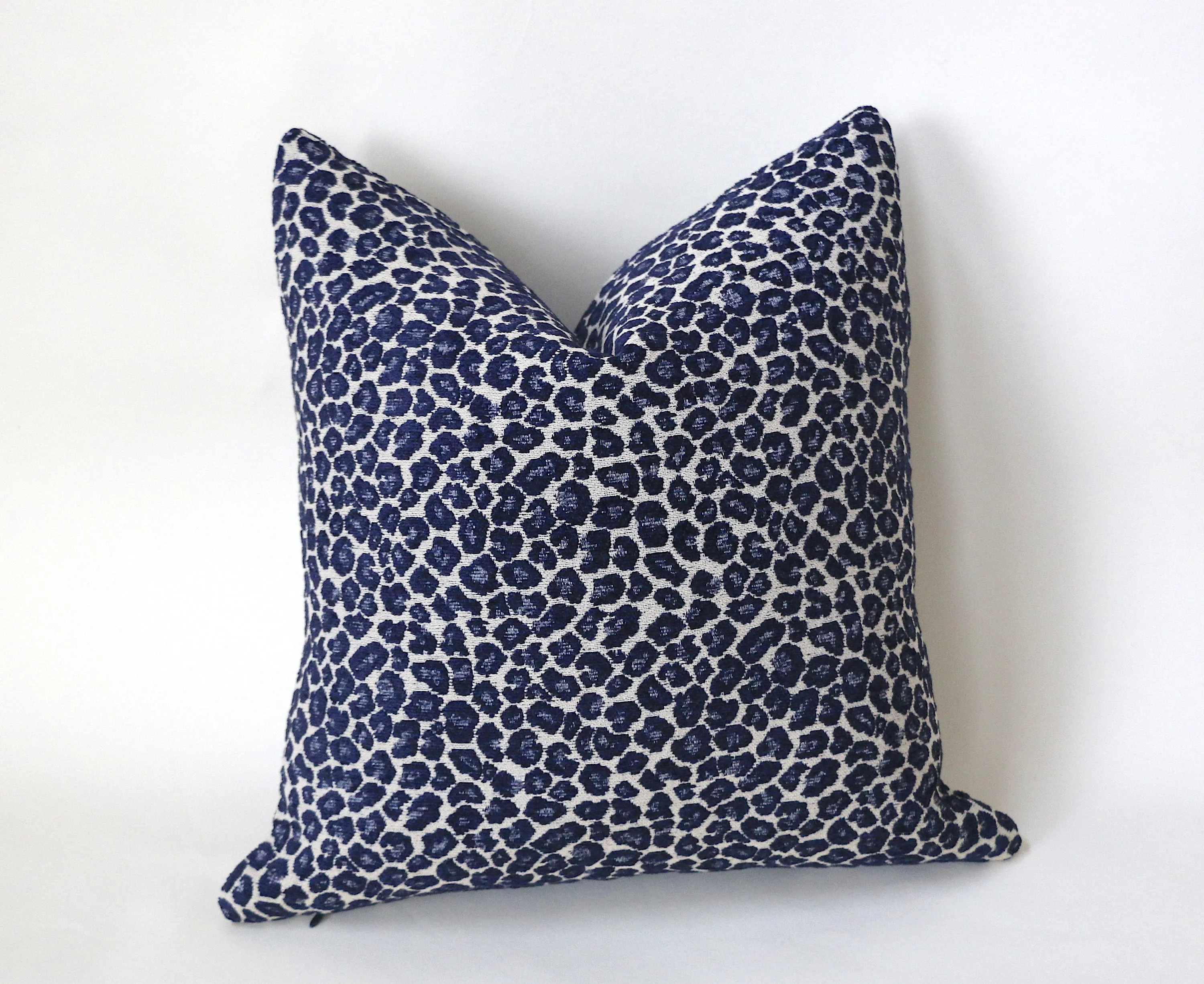 Indigo Chenille Leopard Pillow Cover : Available in 10 Sizes