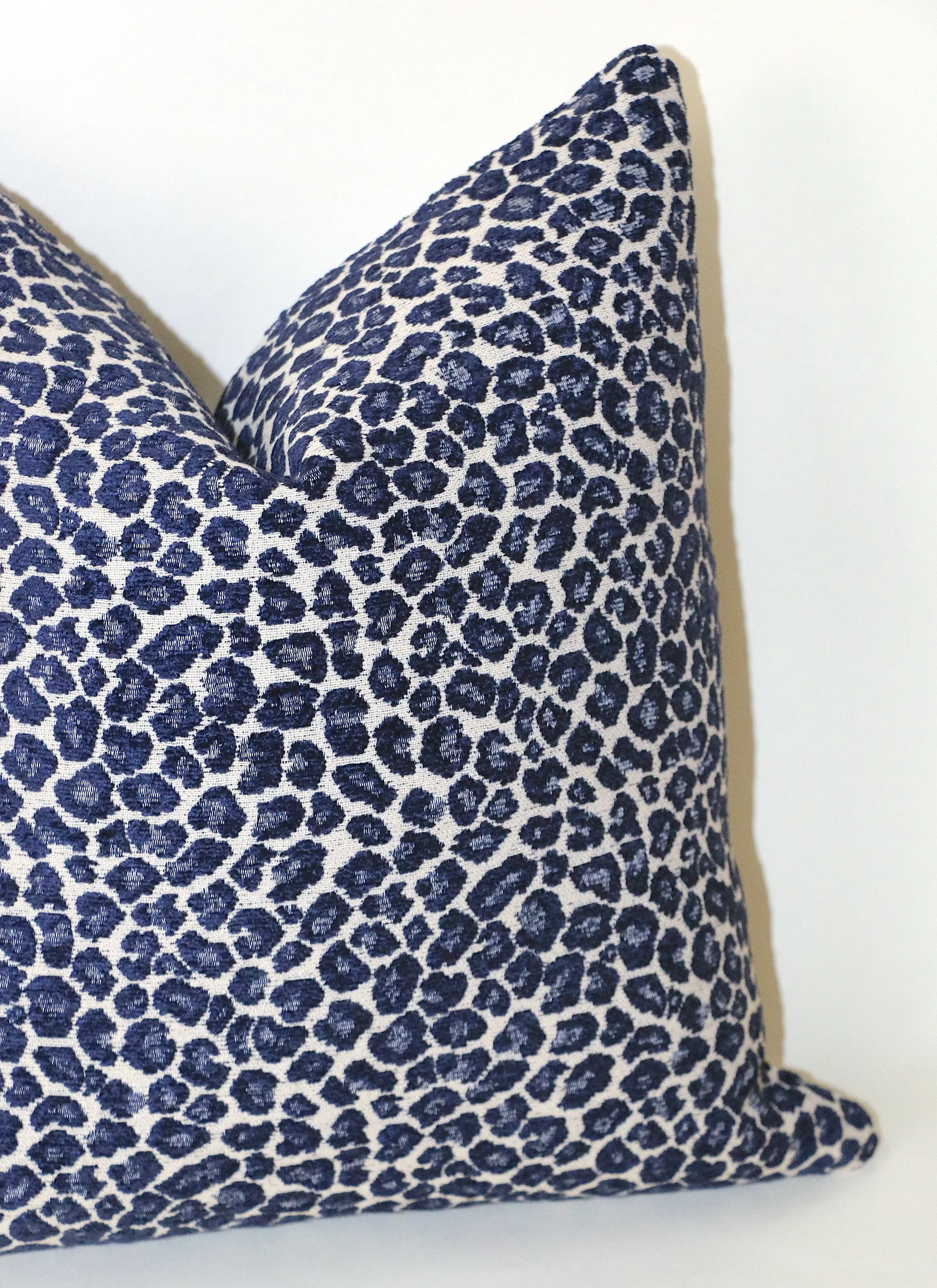 Indigo Chenille Leopard Pillow Cover : Available in 10 Sizes