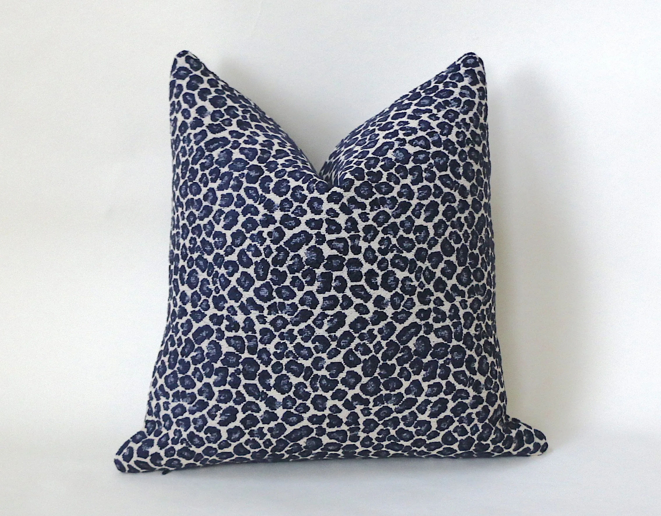 Indigo Chenille Leopard Pillow Cover : Available in 10 Sizes