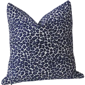 Indigo Chenille Leopard Pillow Cover : Available in 10 Sizes