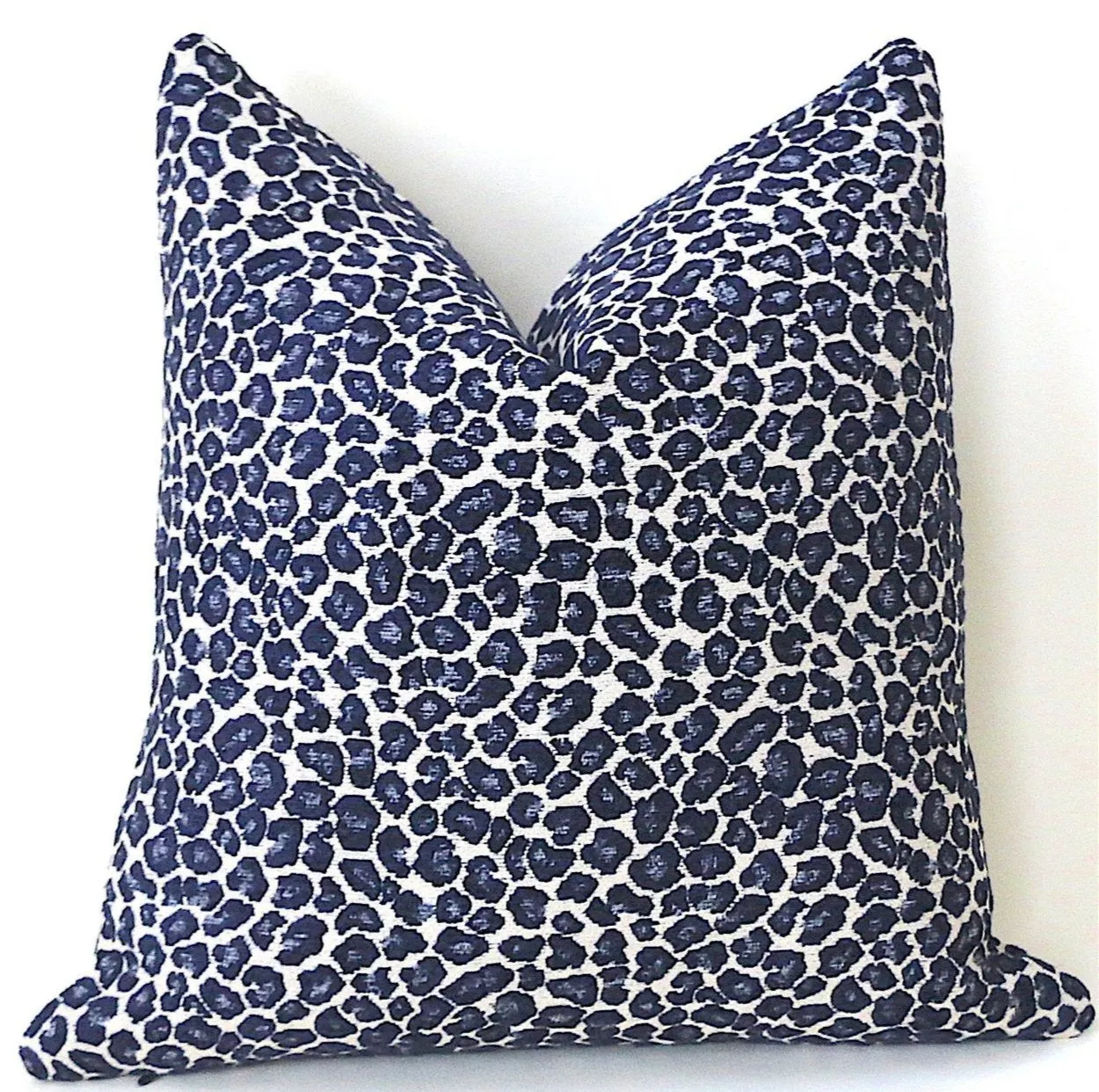 Indigo Chenille Leopard Pillow Cover : Available in 10 Sizes