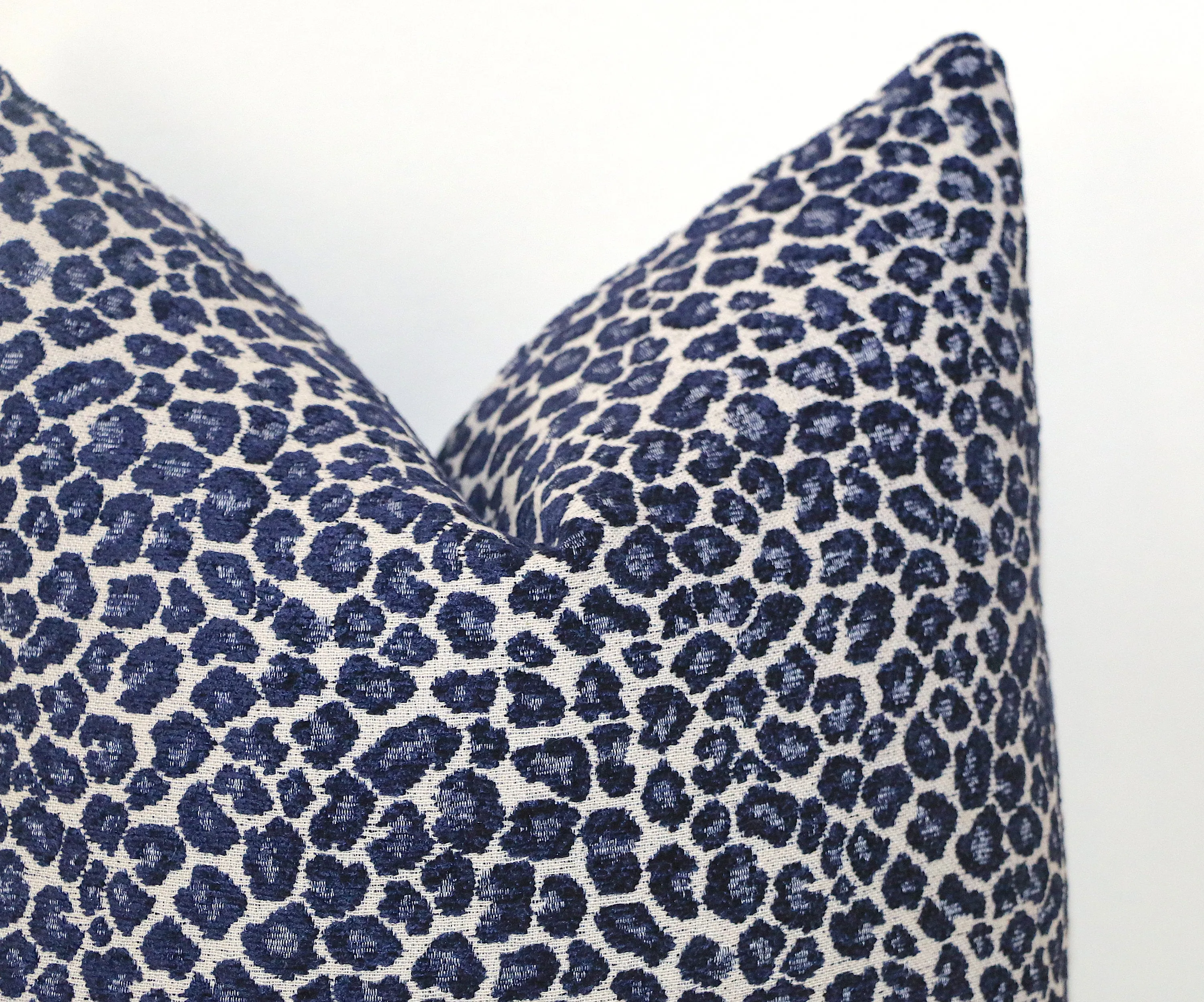 Indigo Chenille Leopard Pillow Cover : Available in 10 Sizes