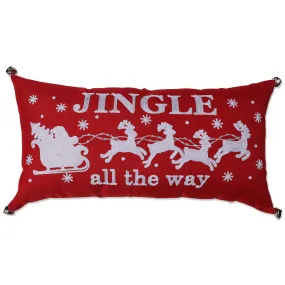 Indoor Jingle All The Way Christmas Red Rectangular Throw Pillow Cover