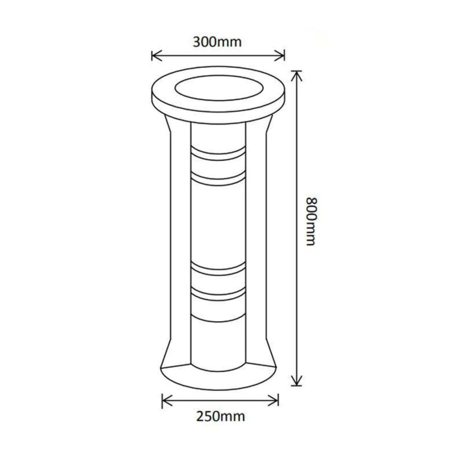 industrial Solar LED Bollard Light Dual Colour in Black (ø300mmx800mm) Solar Lighting Direct