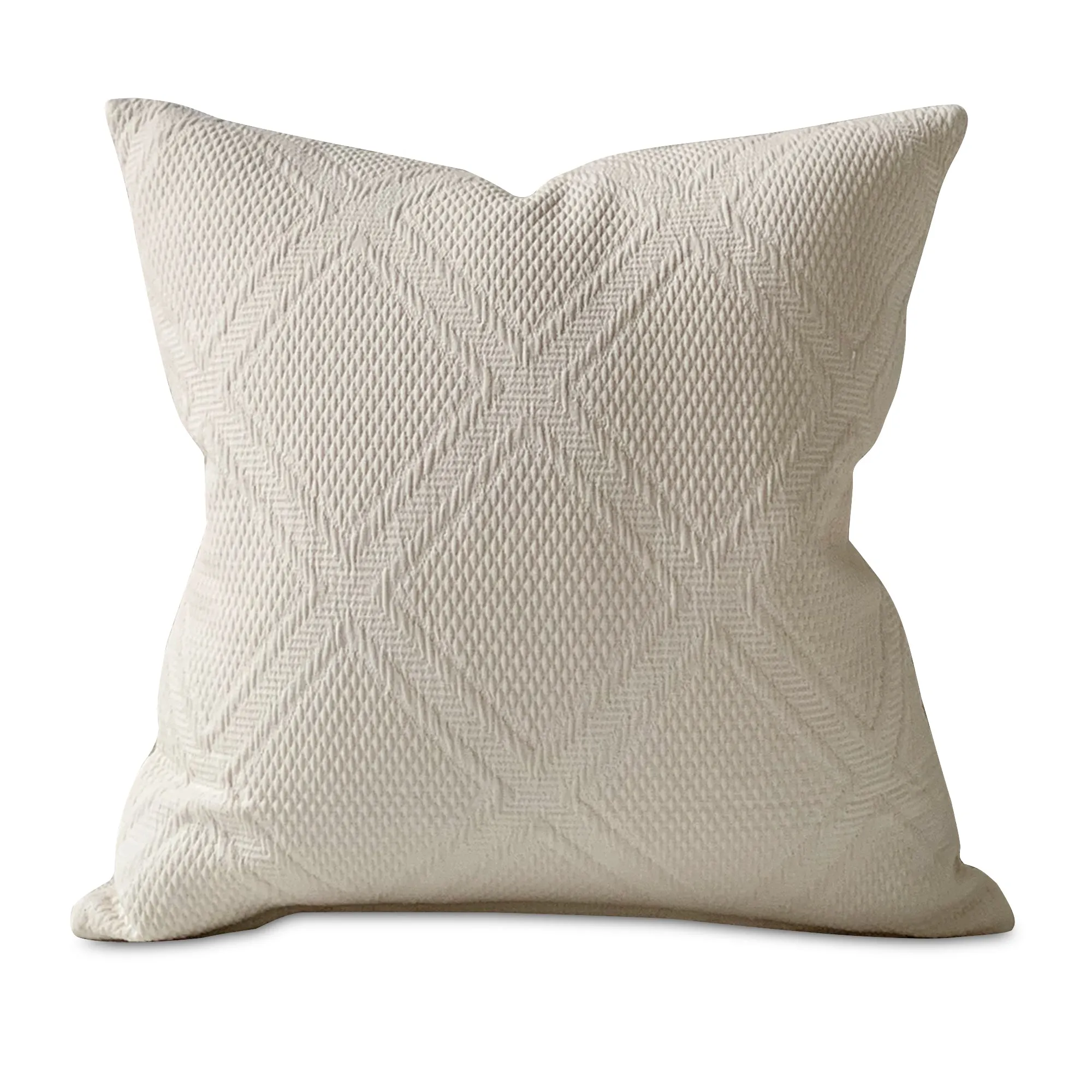 Ivory Diamond Matelassé Throw Pillow Cover 18x18