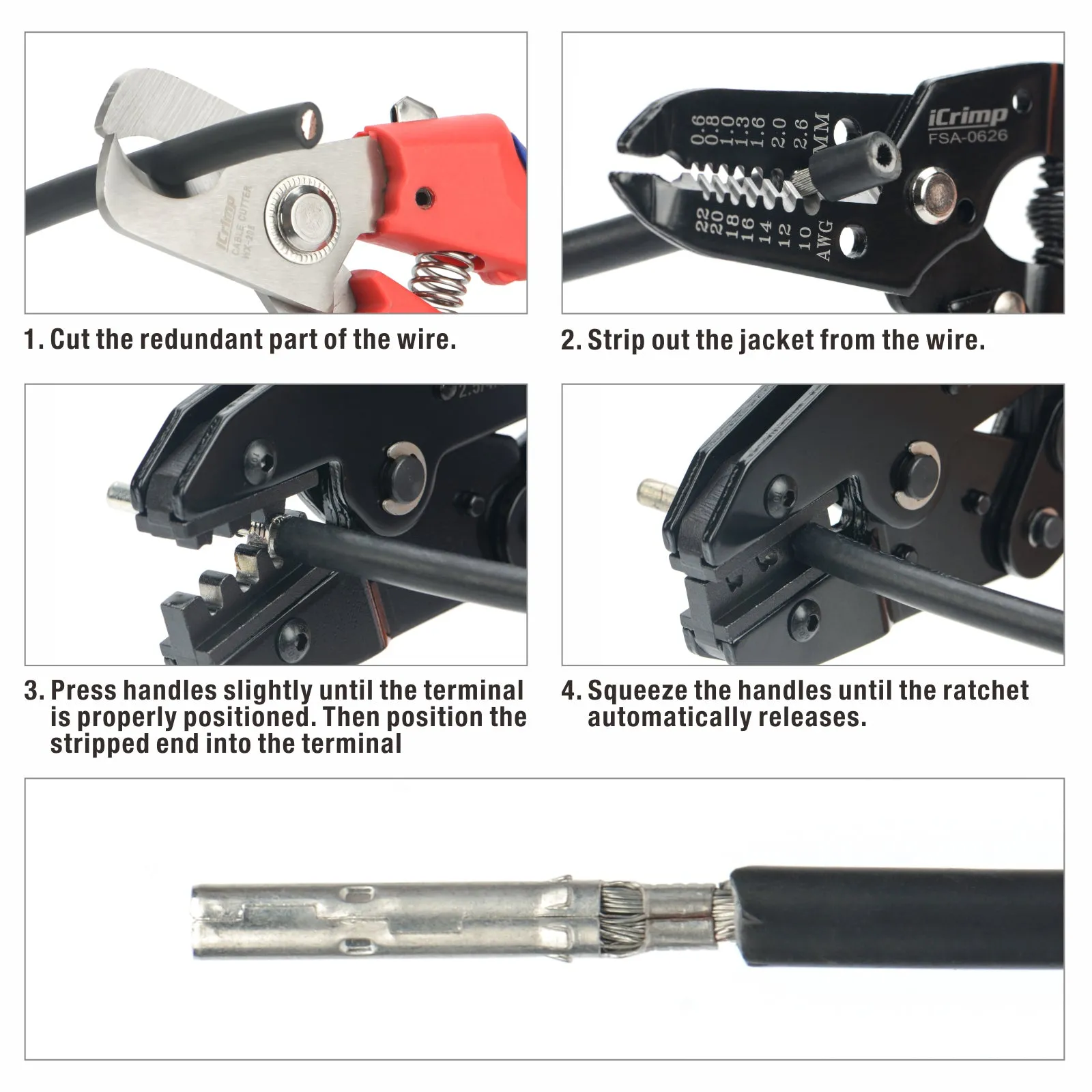 IWS-2546B Solar PV Cable Crimping Tool Kit with Wire Stripper, Cable Cutter, Solar Spanner and Connectors