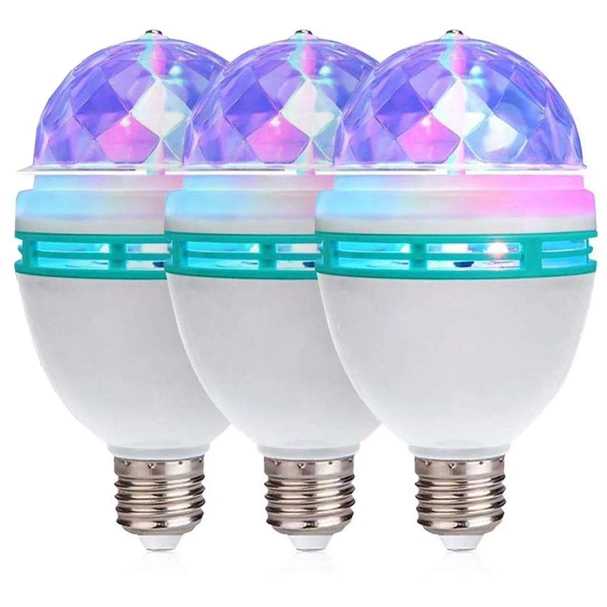 Kicko LED Rotating Light Bulb - Multicolor Party Light Bulbs  3 Pack of Disco Lights