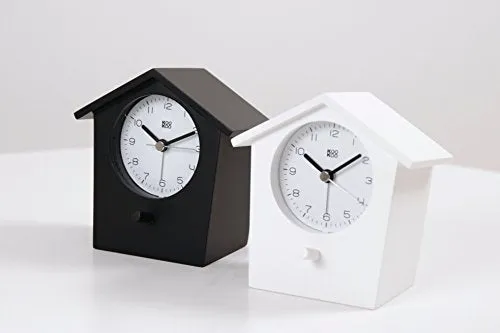 KOOKOO EarlyBird Black bird voice alarm clock with real bird voices and a three-tone gong; MDF wood cabinet; wake up in nature and with natural field recordings