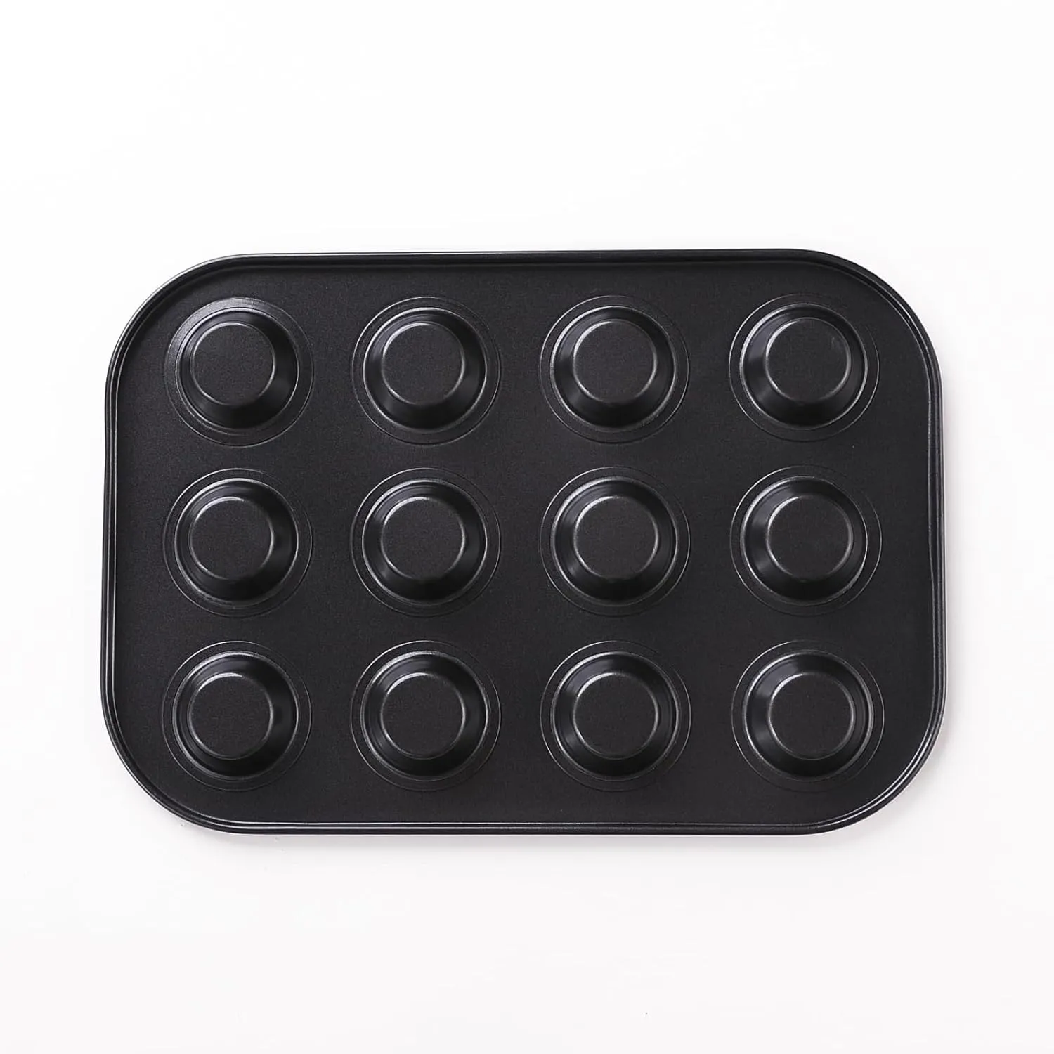 Kuber Industries 12 Slots Non-Stick Cup Cake Tray|Cup Cake Mould for Baking|Idol for Muffin, Small Cake-Pack of 2 (Black)