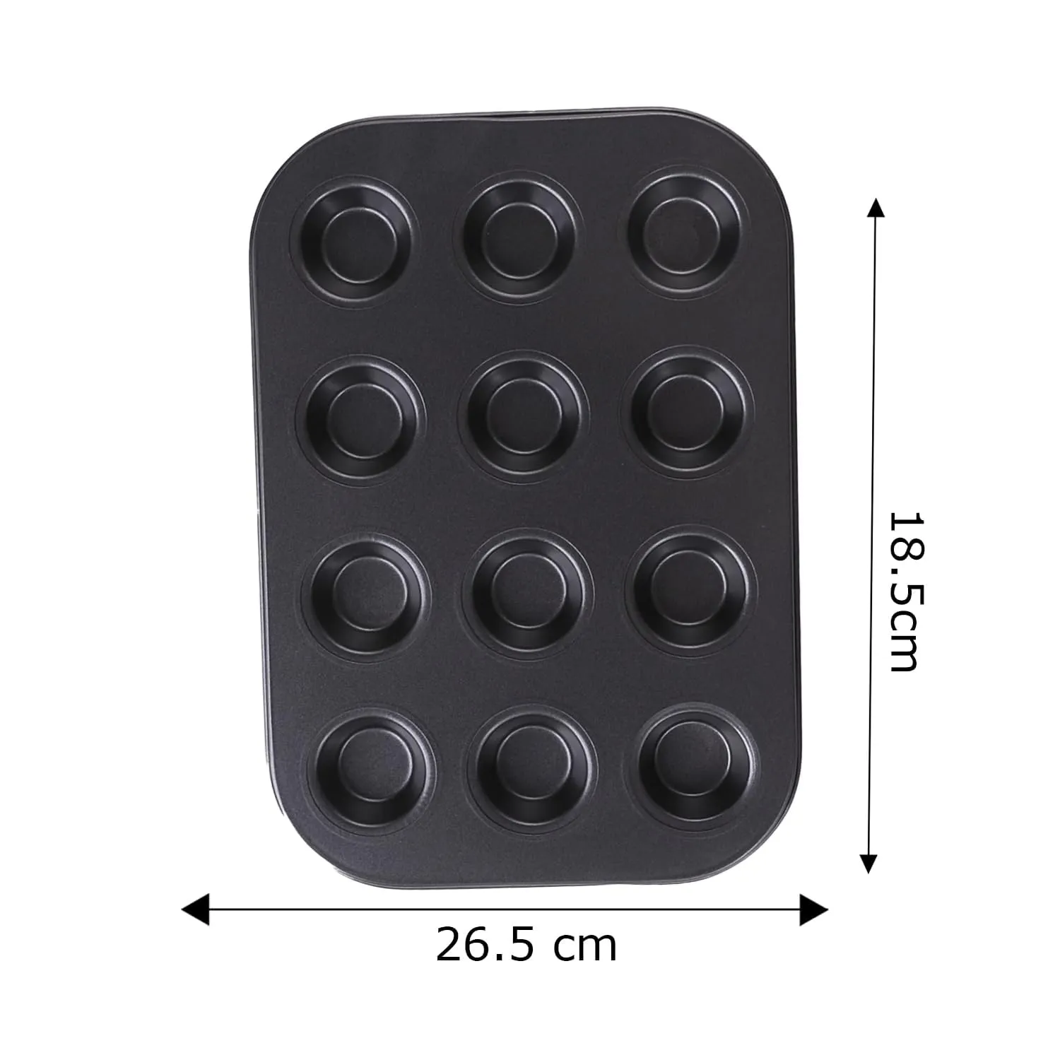 Kuber Industries 12 Slots Non-Stick Cup Cake Tray|Cup Cake Mould for Baking|Idol for Muffin, Small Cake-Pack of 2 (Black)