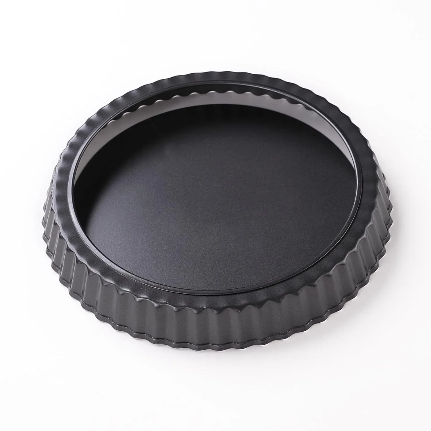 Kuber Industries Pie and Pizza Pan with Removeable Bottom|Carbon Steel Tart Pan-Pack of 6 (Black)