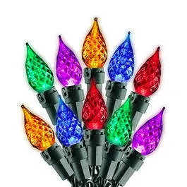 LED Christmas Light Set, C5 Multi Color, Faceted Pearl Glass, 50-Ct.