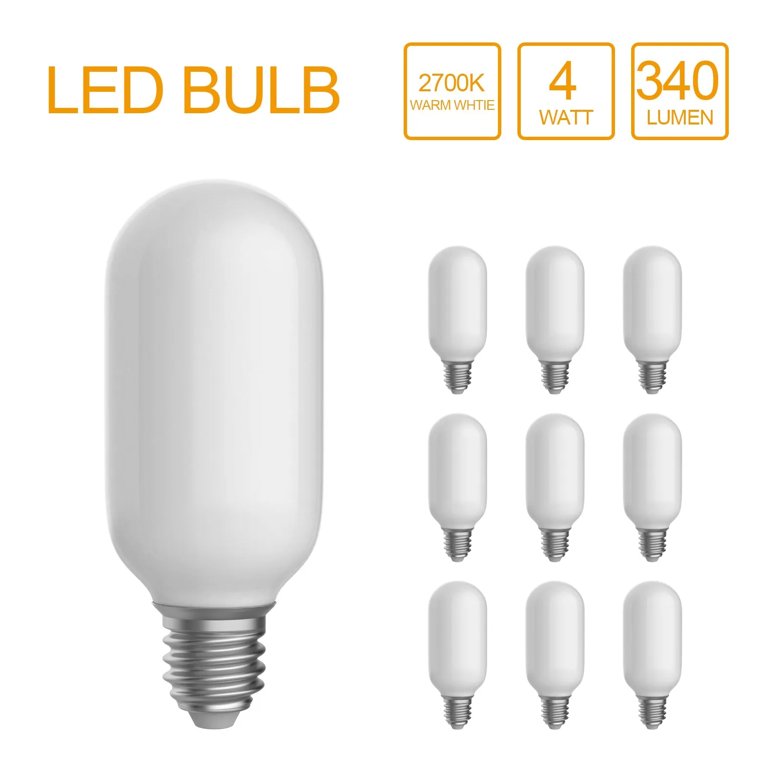 LED Edison T45 Filament Light Bulbs Warm White 2700K CRI 90, 4W Equivalent to 40W Dimmable 10PACK