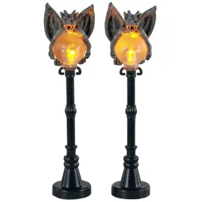 Lemax Spooky Town Gargoyle Lamp Post, Set of 2 #14829