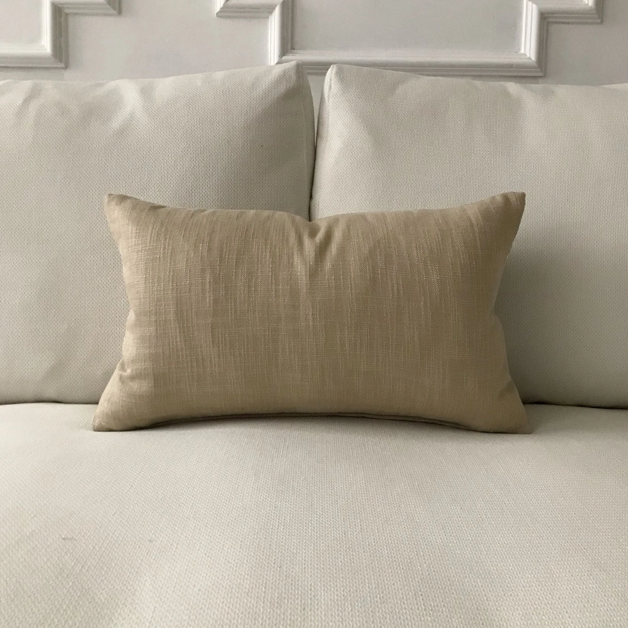 Light Brown Solid Linen Lumbar Pillow Cover 13x22