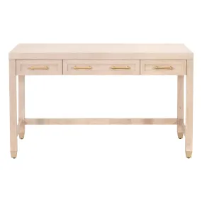 Light Honey Oak & Brushed Brass 54" Office Desk