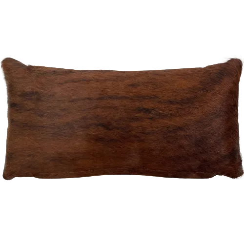 Lumbar Pillow - Brown and Black Brindle Cowhide - 4" x 12" (LPIL104)