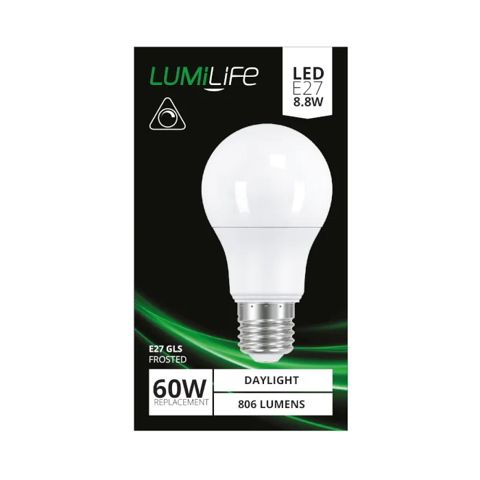 LUMiLiFe 8.8W E27 Standard GLS LED Bulb - Dimmable - 806lm - 6500K