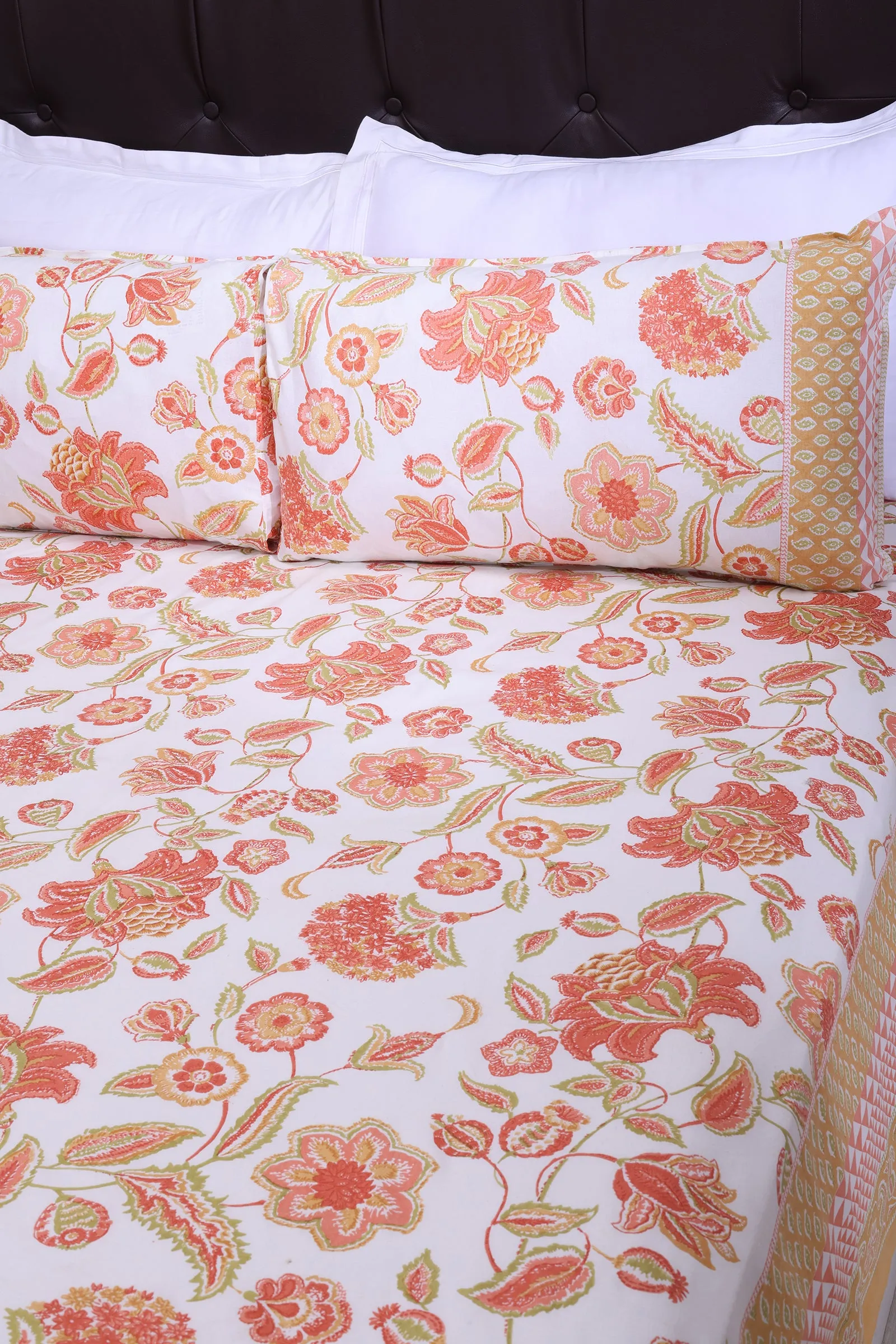 Malaga Chintz Mustard Cotton Bedsheet