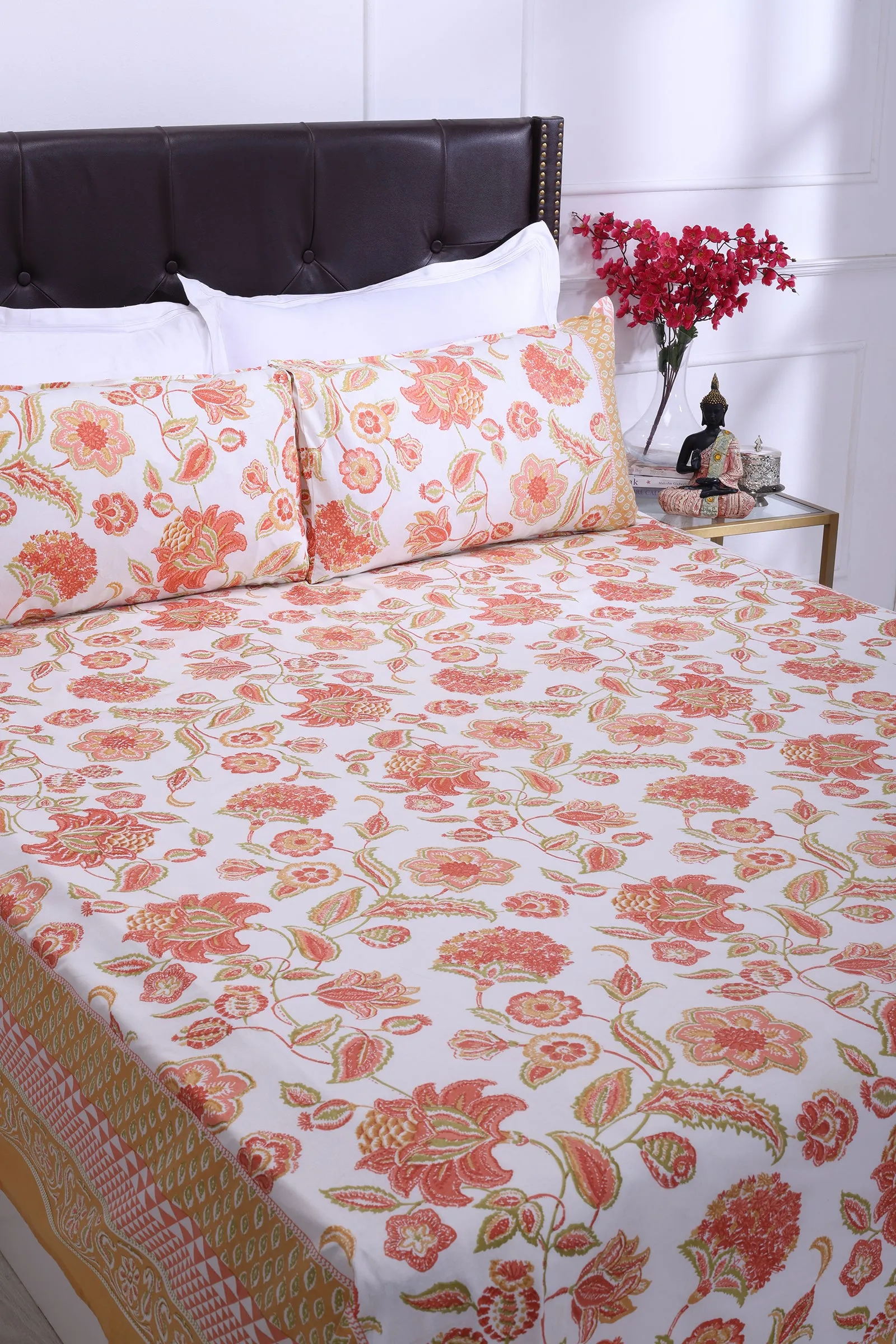 Malaga Chintz Mustard Cotton Bedsheet