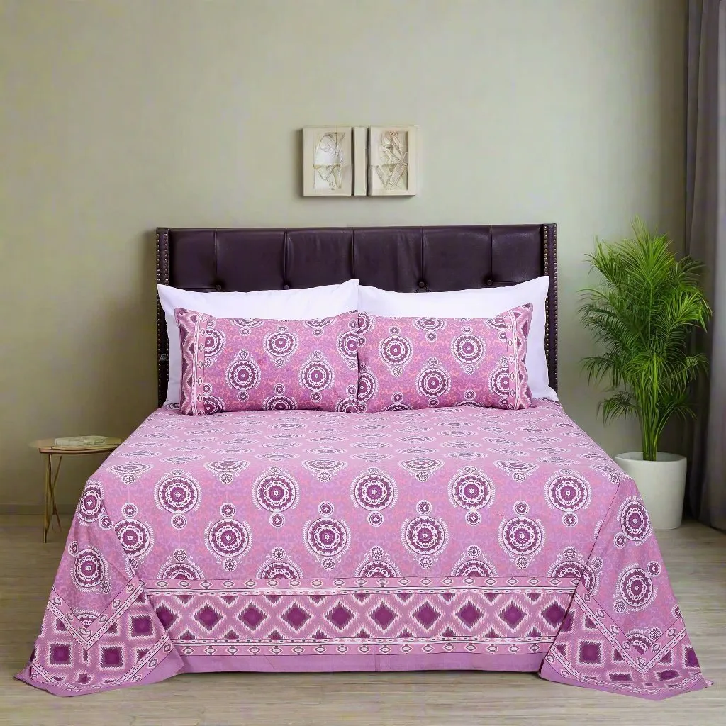 Mandala Birch Purple Cotton Bedsheet