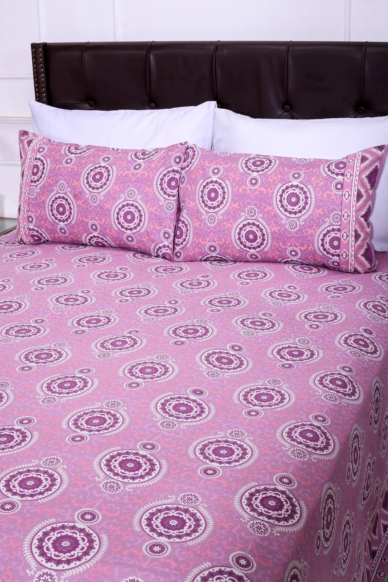 Mandala Birch Purple Cotton Bedsheet