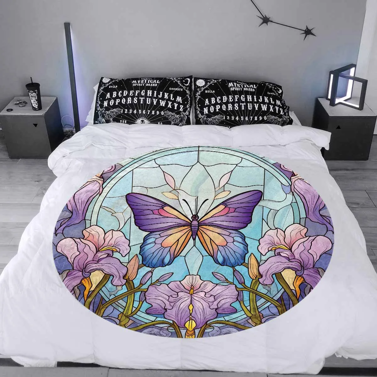 Mandalla_Butterfly_Awd35184  Circular Micro Fleece Blanket 47"