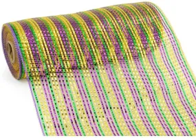 Mardi Gras Striped Deco Mesh - 10" x 10 Yards