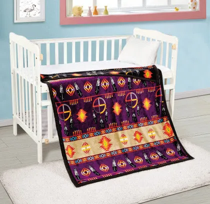 Medicine Wheel Design Silk Touch Reversible Baby Blanket - 40x60