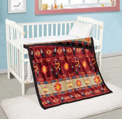 Medicine Wheel Design Silk Touch Reversible Baby Blanket - 40x60