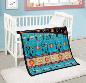 Medicine Wheel Design Silk Touch Reversible Baby Blanket - 40x60