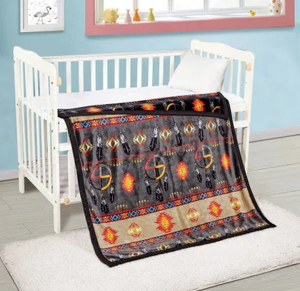 Medicine Wheel Design Silk Touch Reversible Baby Blanket - 40x60