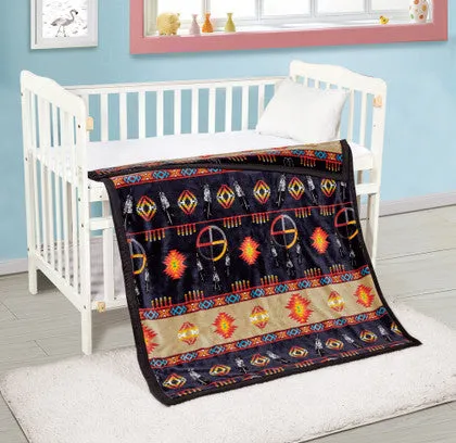 Medicine Wheel Design Silk Touch Reversible Baby Blanket - 40x60