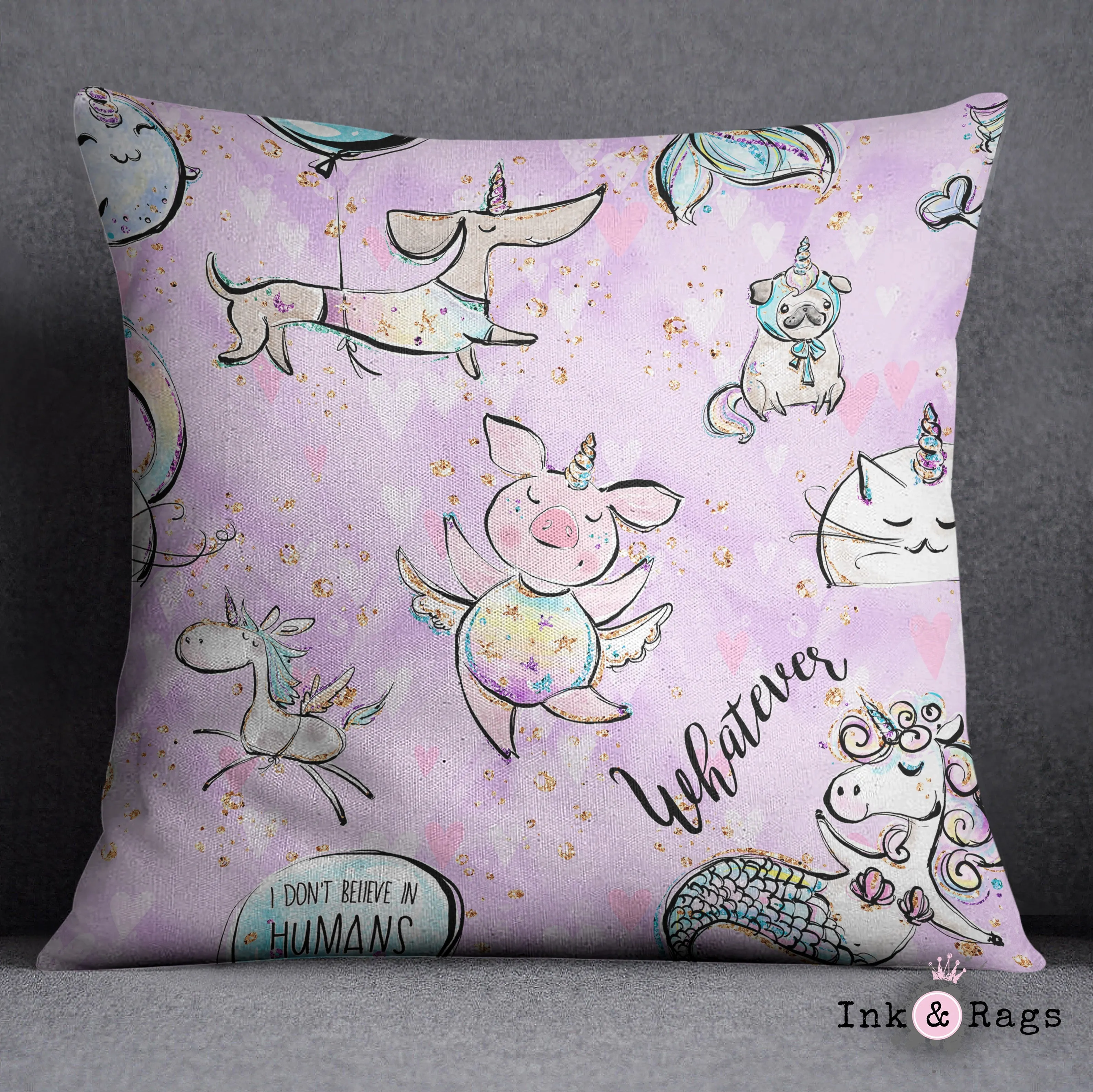 Mermicorn Friends Rainbow Decorative Throw and Pillow Cover Set