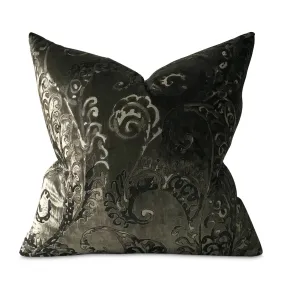 Metallic Botanical Velvet Throw Pillow Cover 24x24