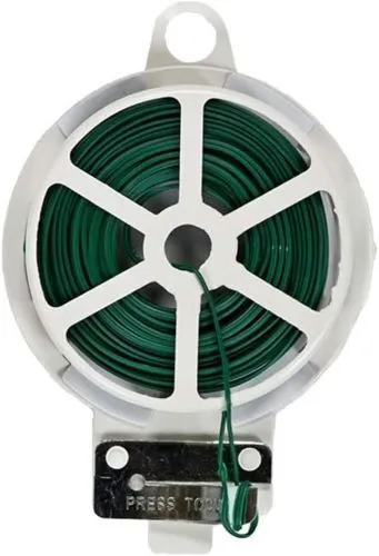 Midwest T001GT 100' Foot Green Plastic Coated Garden Wire Twist Tie With Cutter - Quantity of 20