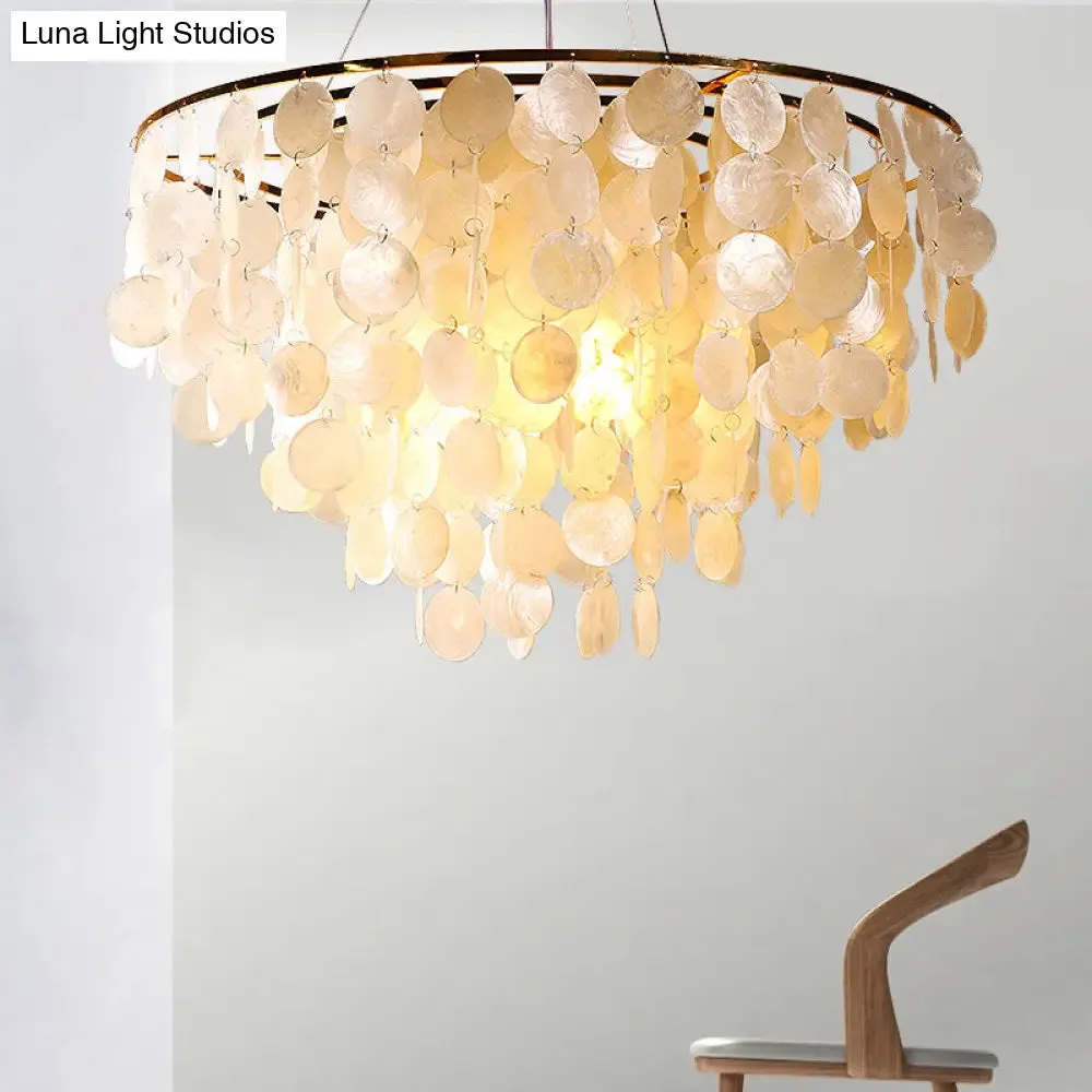 Minimalist Shell Gold Pendant Light - Elegant Dining Room Chandelier