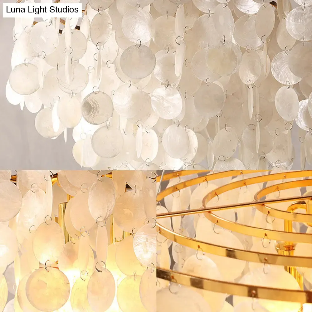 Minimalist Shell Gold Pendant Light - Elegant Dining Room Chandelier