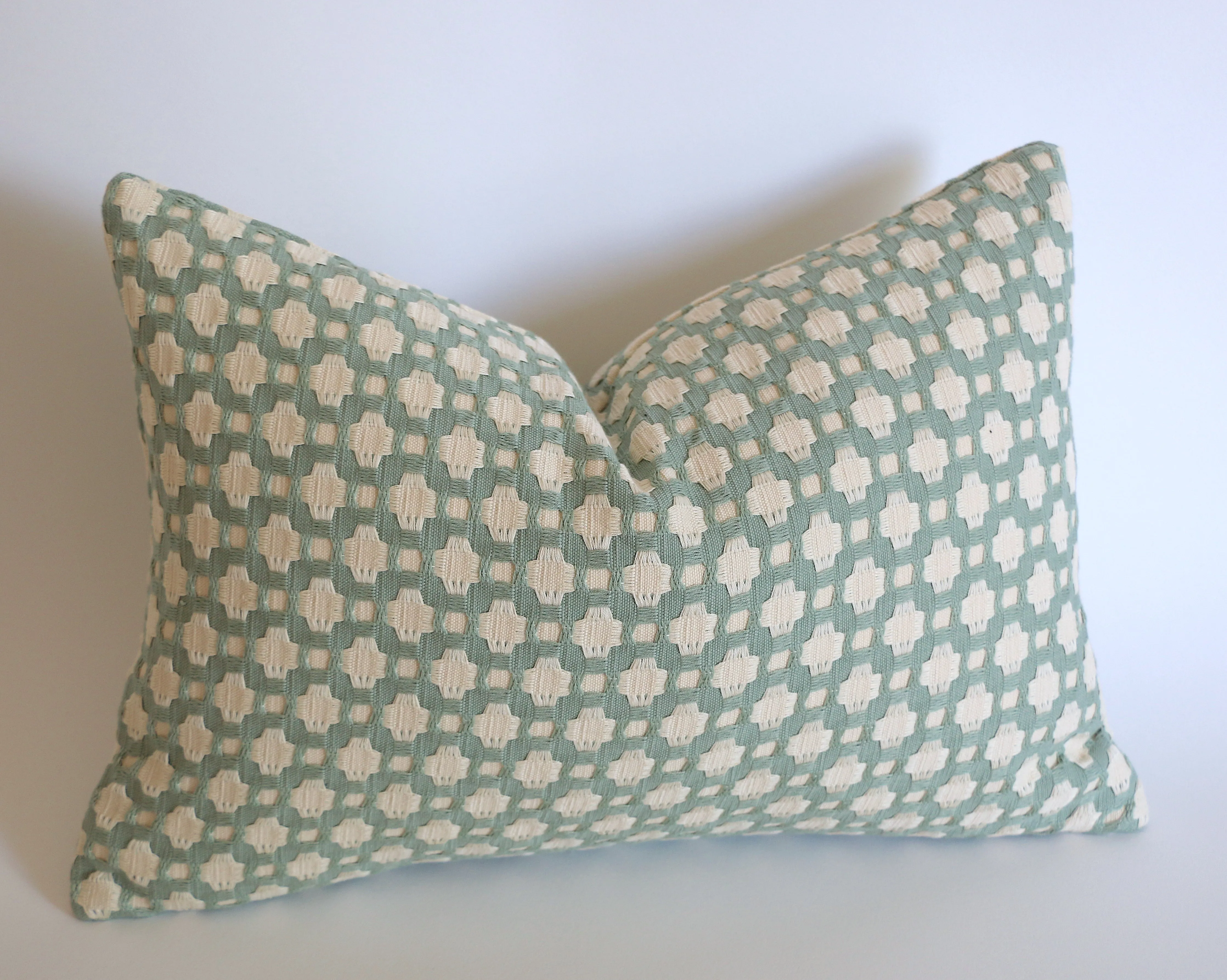 Mint Betwixt Pillow Pillow Cover: Betwixt Water/Ivory, Available in 10 Sizes