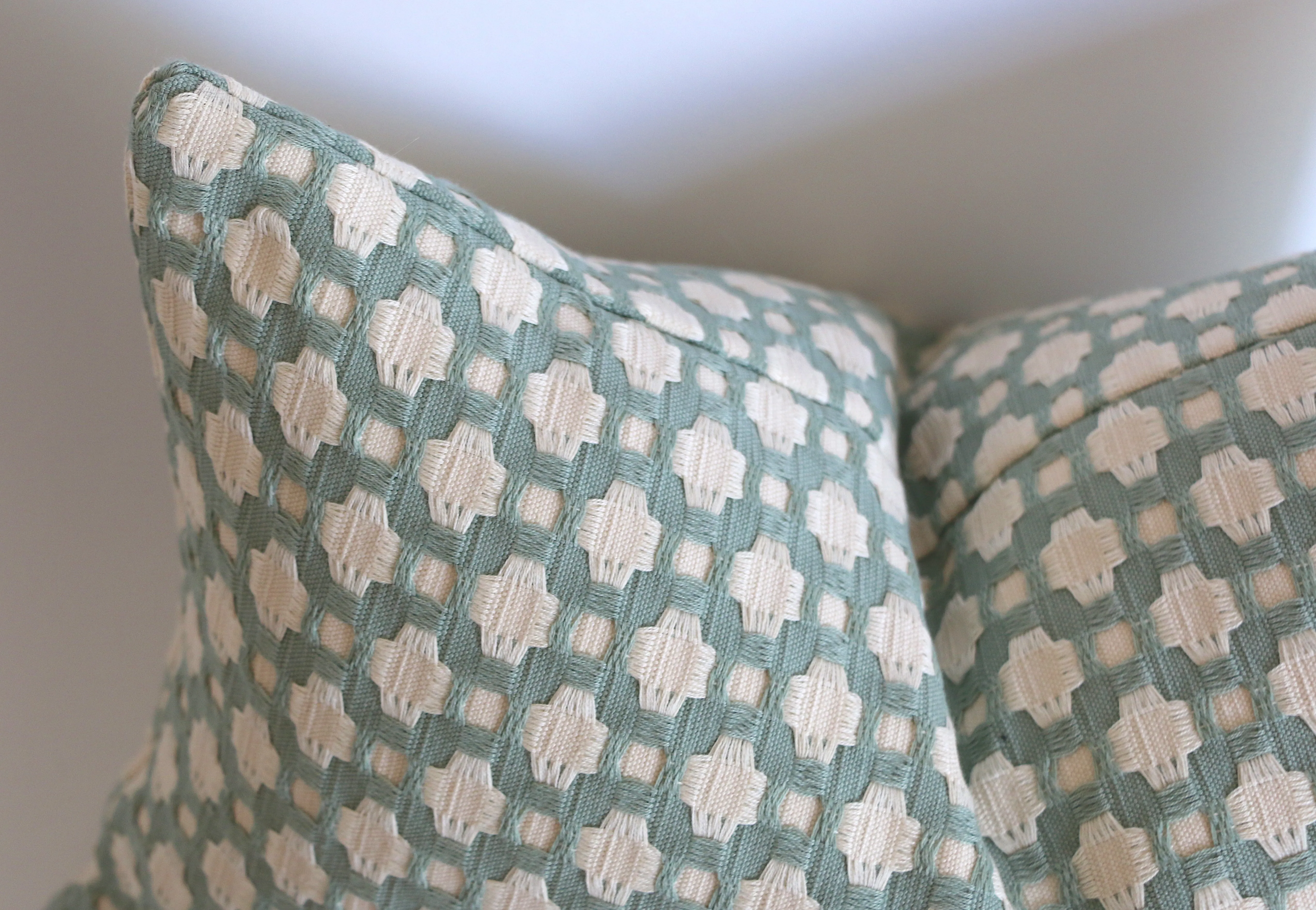 Mint Betwixt Pillow Pillow Cover: Betwixt Water/Ivory, Available in 10 Sizes