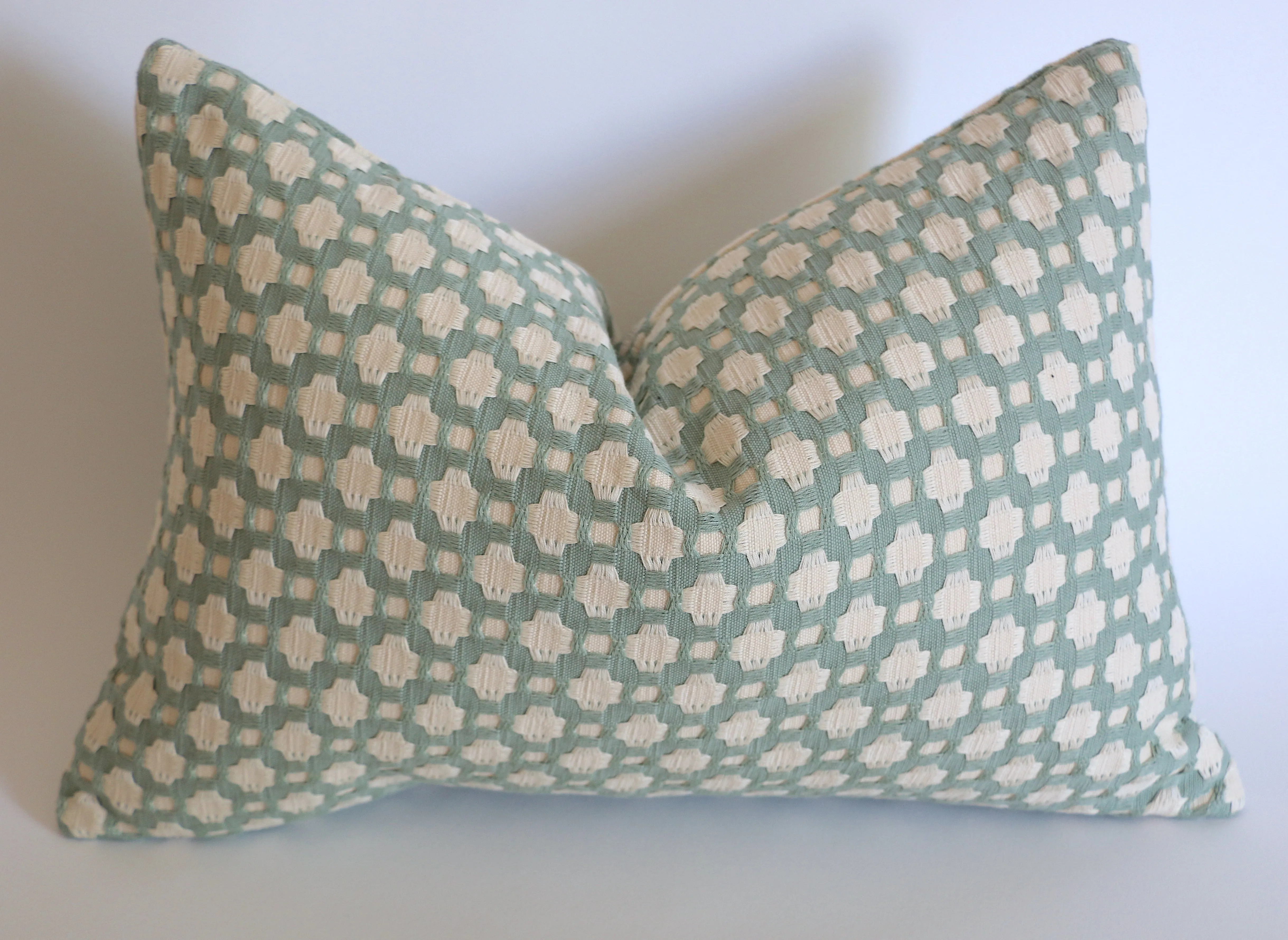 Mint Betwixt Pillow Pillow Cover: Betwixt Water/Ivory, Available in 10 Sizes