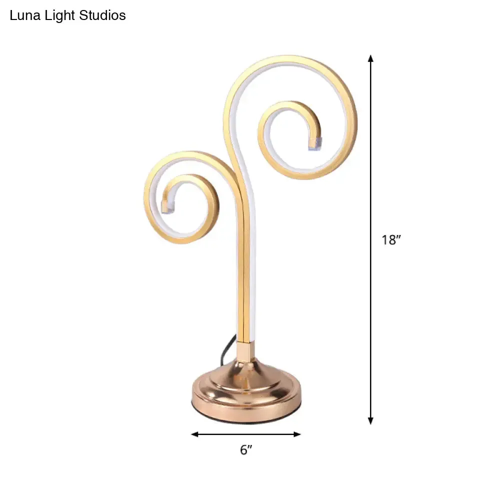 Modern Acrylic LED Night Table Lamp with Curved Design and Gold Finish - Warm/White Lighting